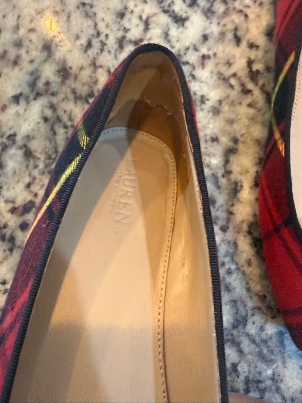 Ralph Lauren Red Plaid Embroidered Monogram Flats - Picture 9 of 9